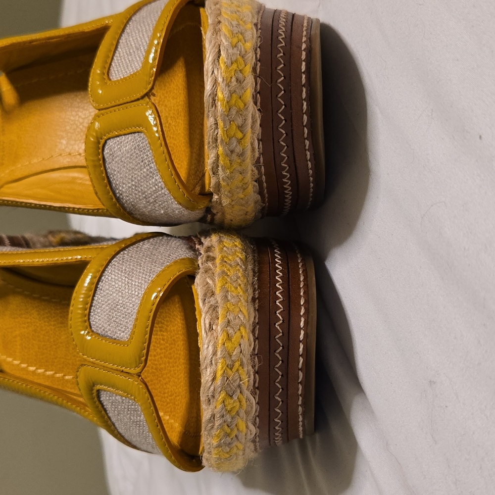 Tory Burch Yellow and Cream Wedges with Espadrille Detail - Picture 7 of 8
